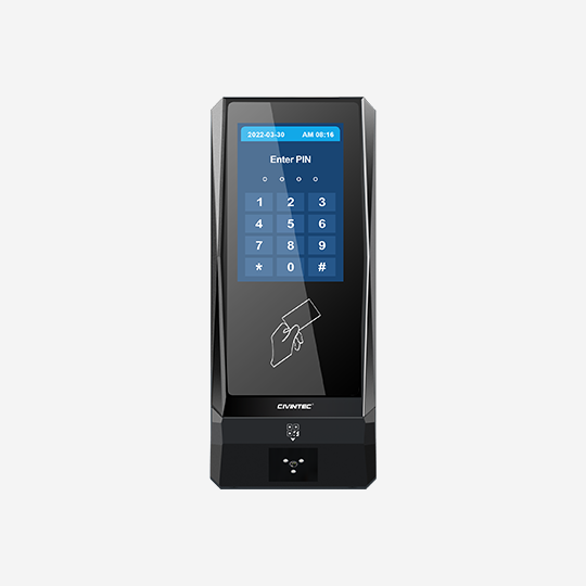 Access Control Device — a screen with a keypad for tapping a card or entering a PIN
