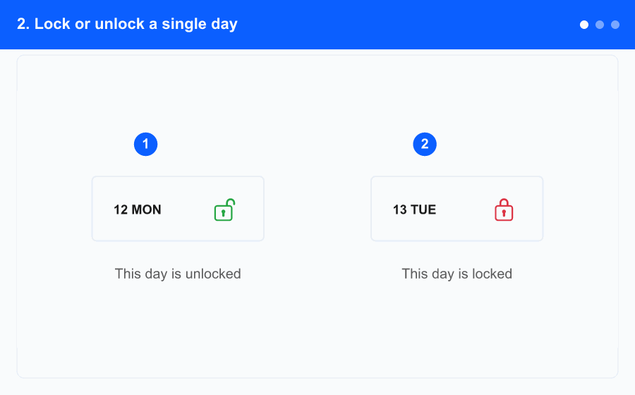 Animated overview of locking shift days (loops through the key steps)